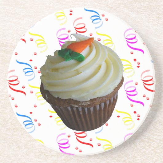 Dessous De Verre En Grès Cupcake de carottes avec Confetti (Devant)
