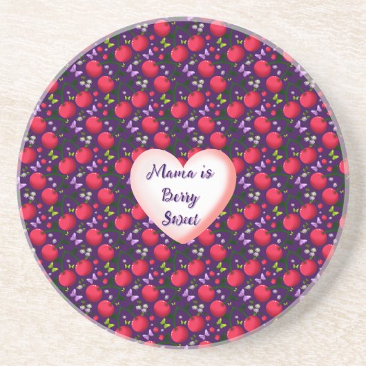 Dessous De Verre En Grès Custom and personalized Cute Cherry Butterfly  (Devant)