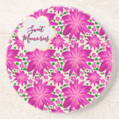 Dessous De Verre En Grès Custom Hot Pink Floral Seamless Pattern  (Devant)