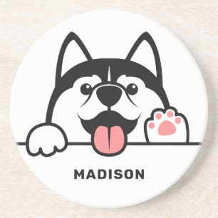 Dessous De Verre En Grès Custom Name Cute Siberian Husky