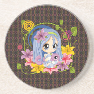 Dessous De Verre En Grès Cute Big Eyed Chibi Dragon Fée