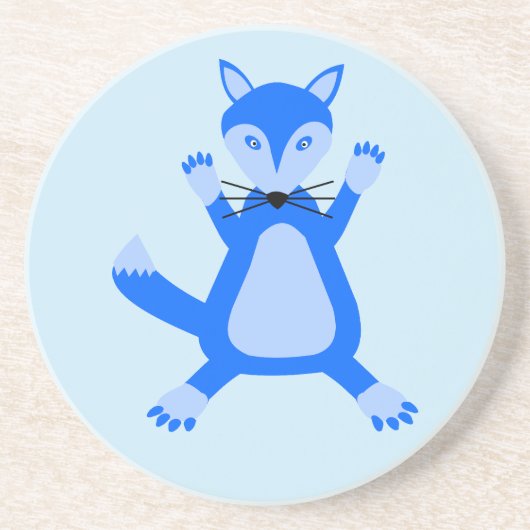 Dessous De Verre En Grès Cute Blue Baby Boy Fox (Devant)