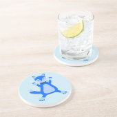 Dessous De Verre En Grès Cute Blue Baby Boy Fox (Côté)