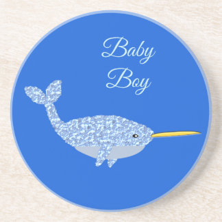 Dessous De Verre En Grès Cute Blue Baby Boy Narwhal Genre Reveillez Personn