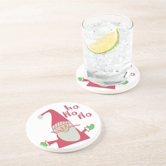 Dessous De Verre En Grès Cute Cartoon Mouse Collection Père Noël. (Côté)