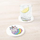 Dessous De Verre En Grès Cute chat licorne arc-en-ciel (Côté)
