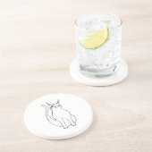 Dessous De Verre En Grès Cute chat Winking Kitty Carton noir blanc (Côté)