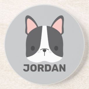 Dessous De Verre En Grès Cute French Bulldog with Personalized Name