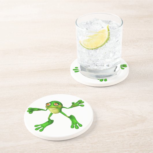 Dessous De Verre En Grès Cute Froggy verte (Côté)