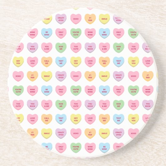 Dessous De Verre En Grès Cute girly fun conversation personnalisée coeurs m (Devant)