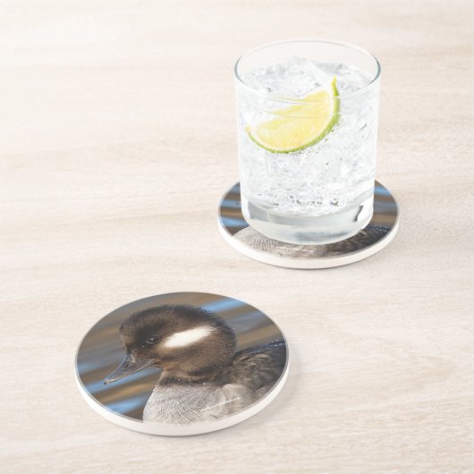 Dessous De Verre En Grès Cute Little Bufflehead Canard sur les eaux illumin (Côté)