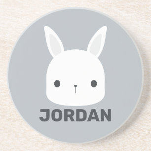 Dessous De Verre En Grès Cute Little Bunny Rabbit with Personalized Name