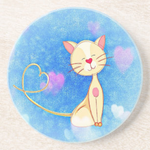 Dessous De Verre En Grès Cute Love Chat