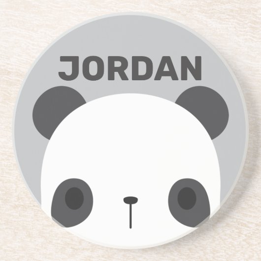 Dessous De Verre En Grès Cute petit ours Panda avec nom personnalisé (Devant)
