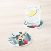 Dessous De Verre En Grès Cute Reindeer (Côté)