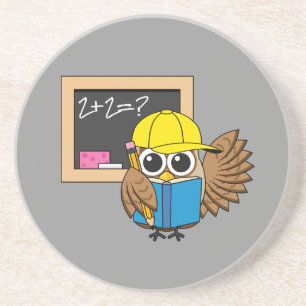 Dessous De Verre En Grès Cute School Student Owl Cartoon