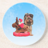 Dessous De Verre En Grès Cute Yorkshire Terrier Joyeux Noël (Devant)