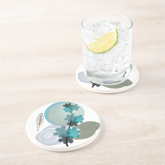 Dessous De Verre En Grès Cyan Boho (Côté)