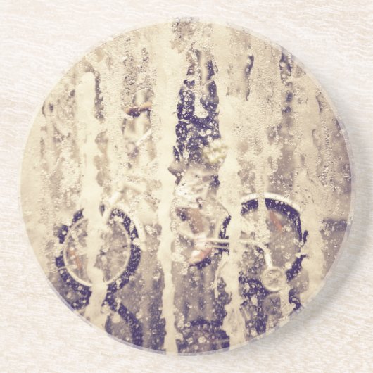 Dessous De Verre En Grès Cyclisme dans la pluie (Devant)