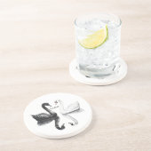 Dessous De Verre En Grès Cygnes Noirs Blancs Oiseaux Reflet (Côté)