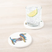 Dessous De Verre En Grès Dachshund psychédélique rétro (Côté)