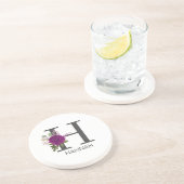 Dessous De Verre En Grès Dahlia Bourguignon Alphabet Floral Lettre Monogram (Côté)