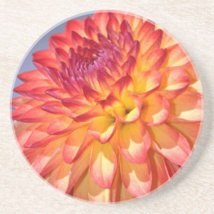 Dessous De Verre En Grès Dahlia orange et jaune