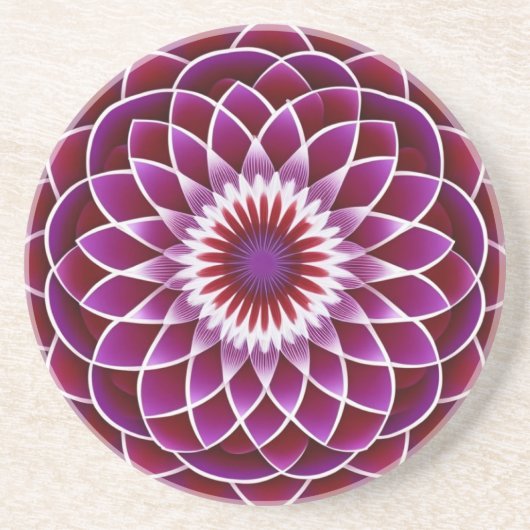 Dessous De Verre En Grès Dahlia violet rouge (Devant)