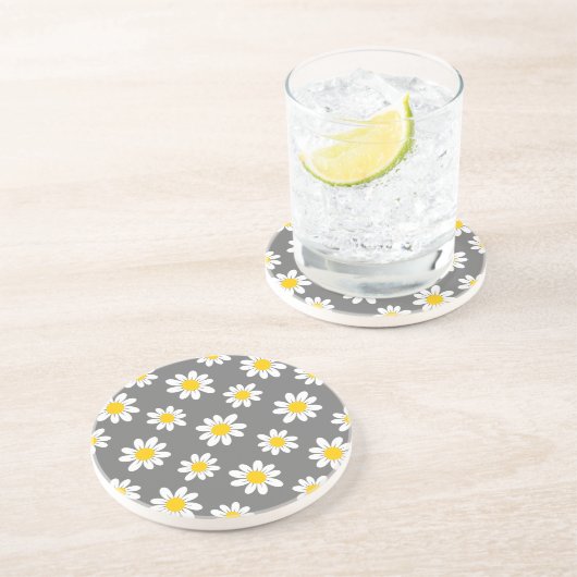 Dessous De Verre En Grès Daisies de White Yellow (Côté)