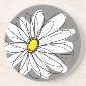 Dessous De Verre En Grès Daisy capricieuse en gris et jaune (Devant)