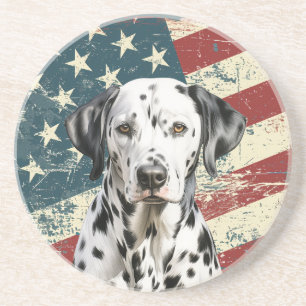 Dessous De Verre En Grès Dalmatien Grunge Drapeau Américain