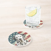 Dessous De Verre En Grès Dalmatien Grunge Drapeau Américain (Côté)