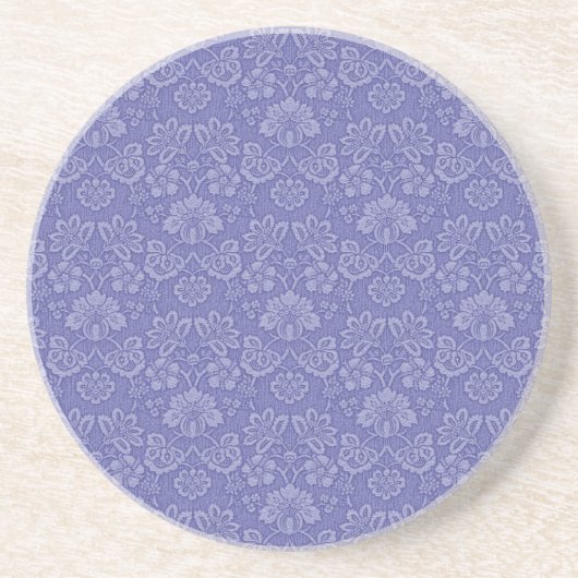 Dessous De Verre En Grès Damas en bleu (Devant)