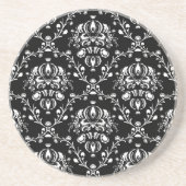 Dessous De Verre En Grès Damas noir et blanc (Devant)