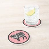 Dessous De Verre En Grès Damask Sheep Rose (Côté)
