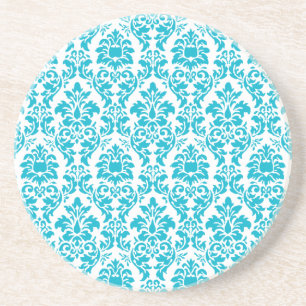 Dessous De Verre En Grès Damask Turquoise