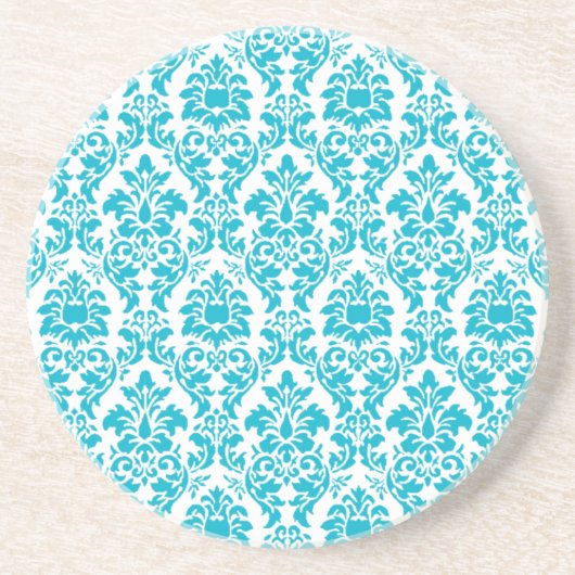 Dessous De Verre En Grès Damask Turquoise (Devant)
