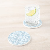 Dessous De Verre En Grès Damassé bleu-clair (Côté)