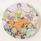 Dessous De Verre En Grès Dame Art Déco Festive (Devant)