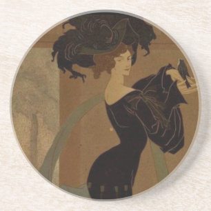 Dessous De Verre En Grès Dame en noir