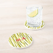 Dessous De Verre En Grès Damier jaune noir ajouter un nom monogramme nom la (Côté)