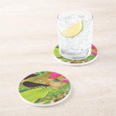 Dessous De Verre En Grès Damselfly et Rose (Côté)