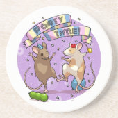 Dessous De Verre En Grès Dancing Mice Fête Horaire Bannière Confetti & Ball (Devant)