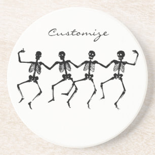 Dessous De Verre En Grès Dancing Skeletos Halloween Thunder_Cove