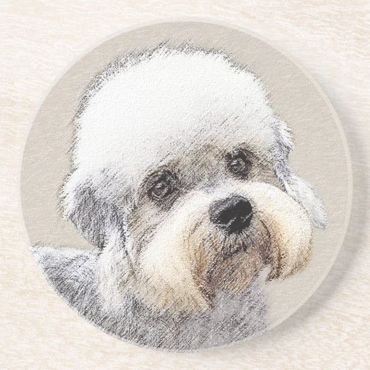 Dessous De Verre En Grès Dandie Dinmont Terrier Peinture Chien Art original (Devant)