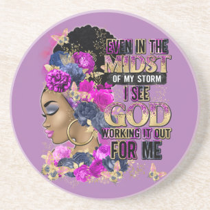 Dessous De Verre En Grès Dans La Mer Reine Black Melanin Femme Peau Brown