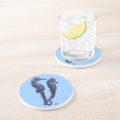Dessous De Verre En Grès Danse Des Chevaux De Mer (Bleu) (Côté)