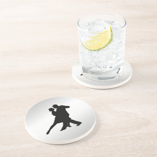 Dessous De Verre En Grès Danseurs Tango Silhouette 2 Argent (Côté)