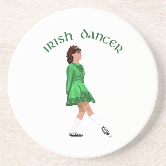 Dessous De Verre En Grès Danseuse Irlandaise Soft Shoe en Vert (Devant)