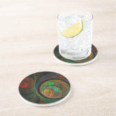 Dessous de verre en grès d'art Abstrait vert de re (Côté)